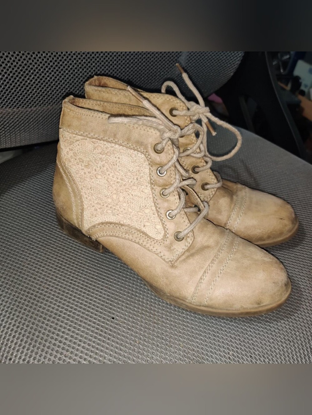 Mossimo Tan Faux Suede Lace Side Combat Boots